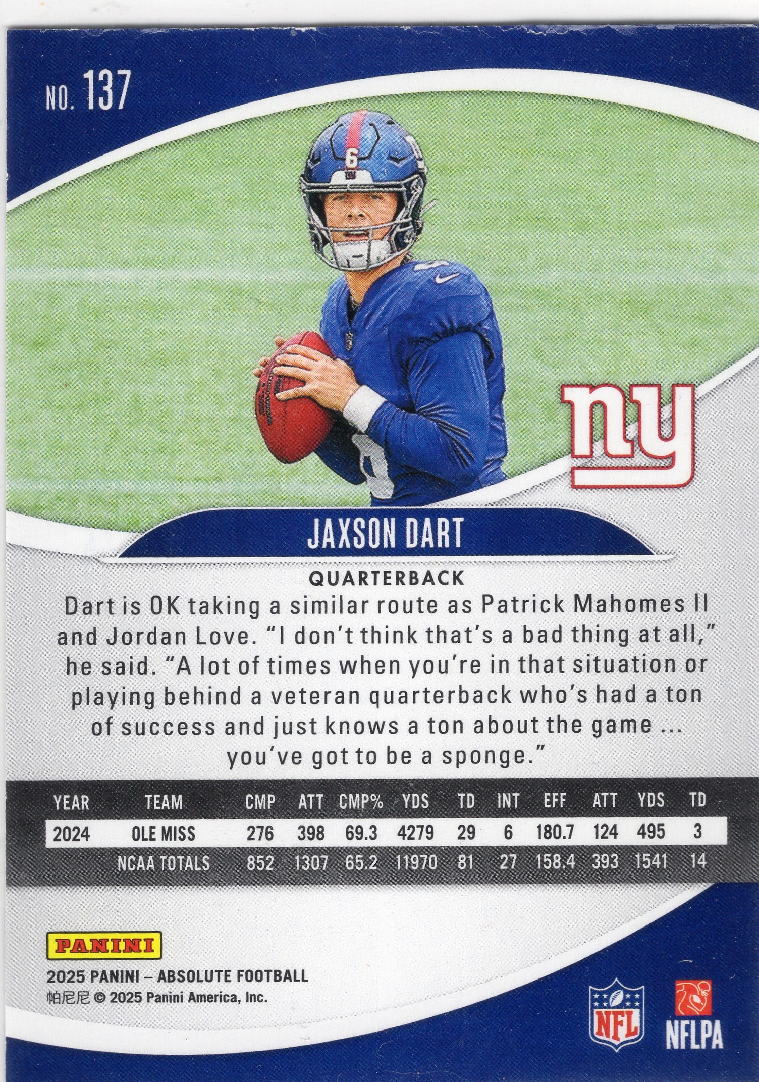 Jaxson Dart — Back