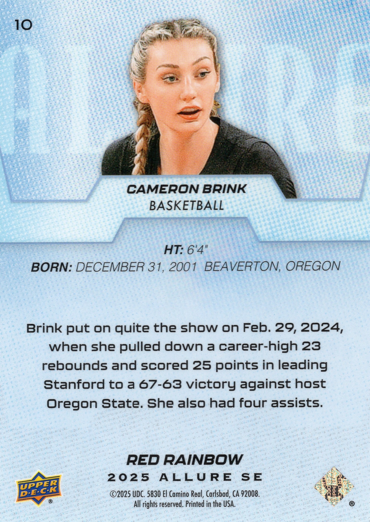 Cameron Brink — Back