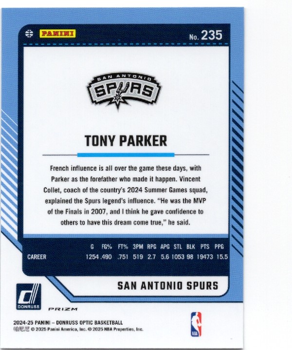 Tony Parker — Back