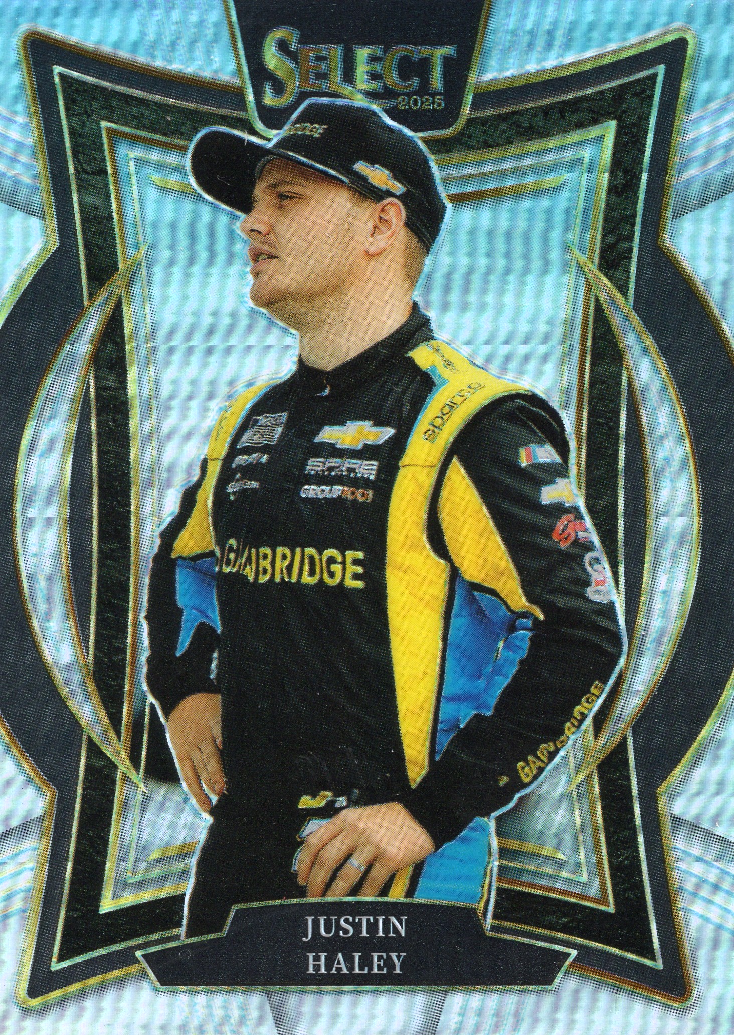 2025 Justin Haley Panini Select Racing #64 Silver Prizm candidate — front scan
