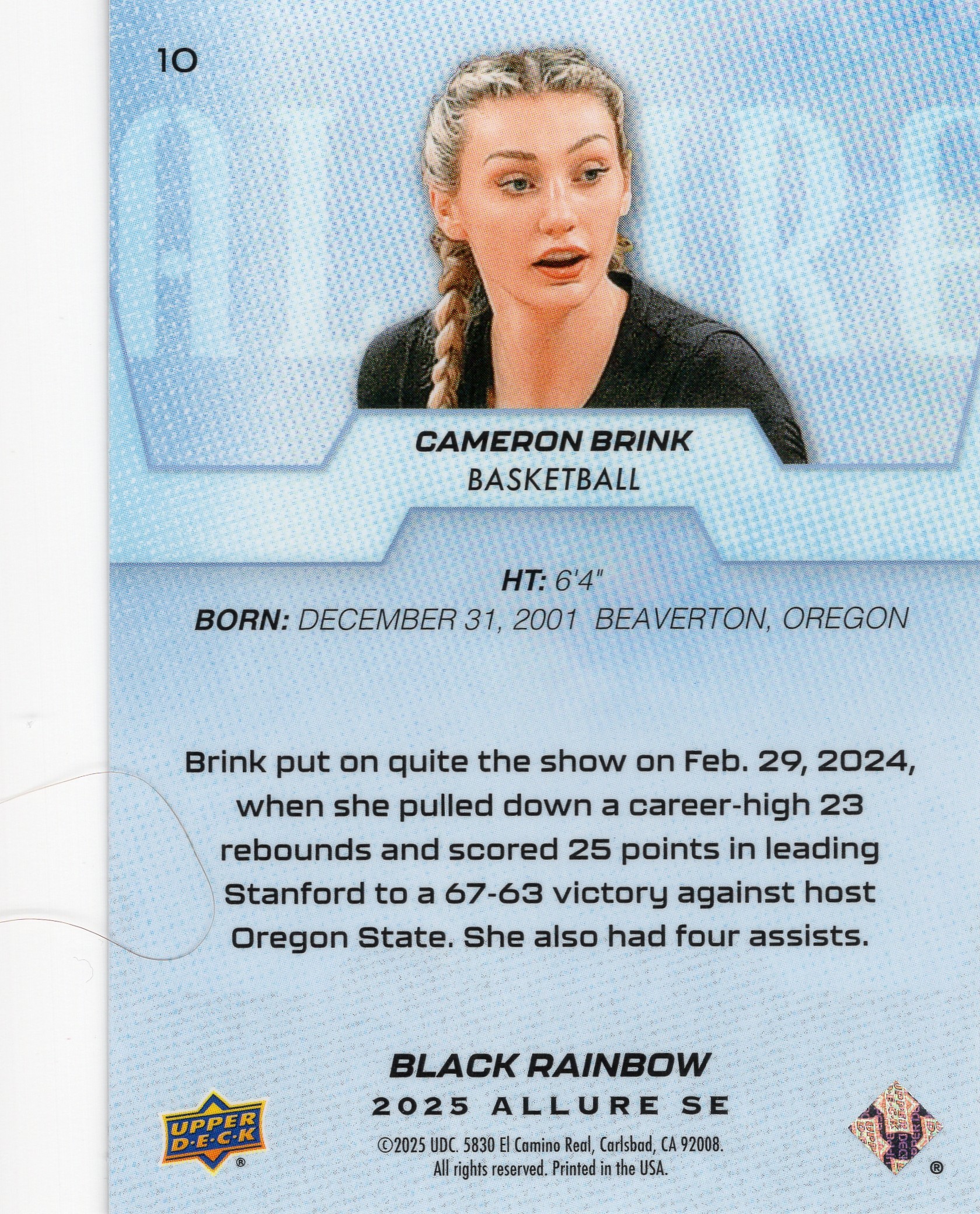 Cameron Brink — Back