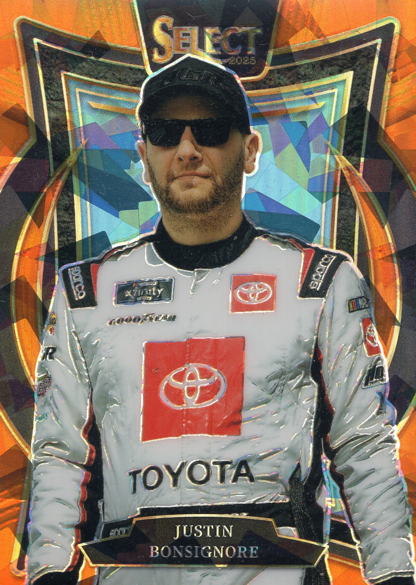 2025 Justin Bonsignore Panini Select Racing #37 Orange Ice Prizms candidate — front scan