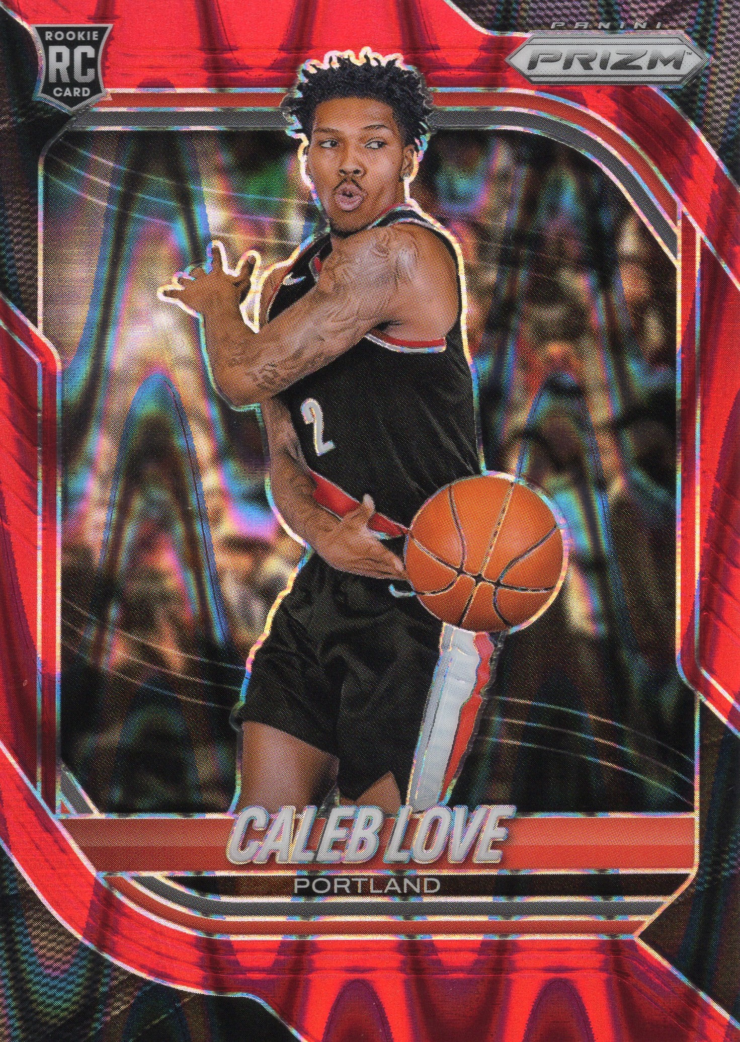 2025-26 Caleb Love Panini Prizm Basketball #49 Red Seismic 065/275 — front scan