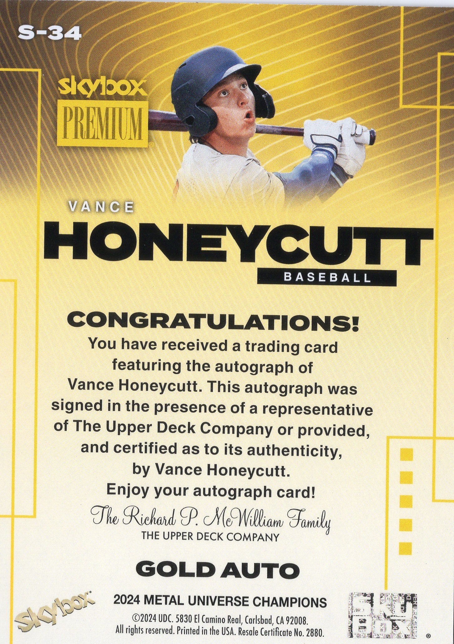 Vance Honeycutt — Back