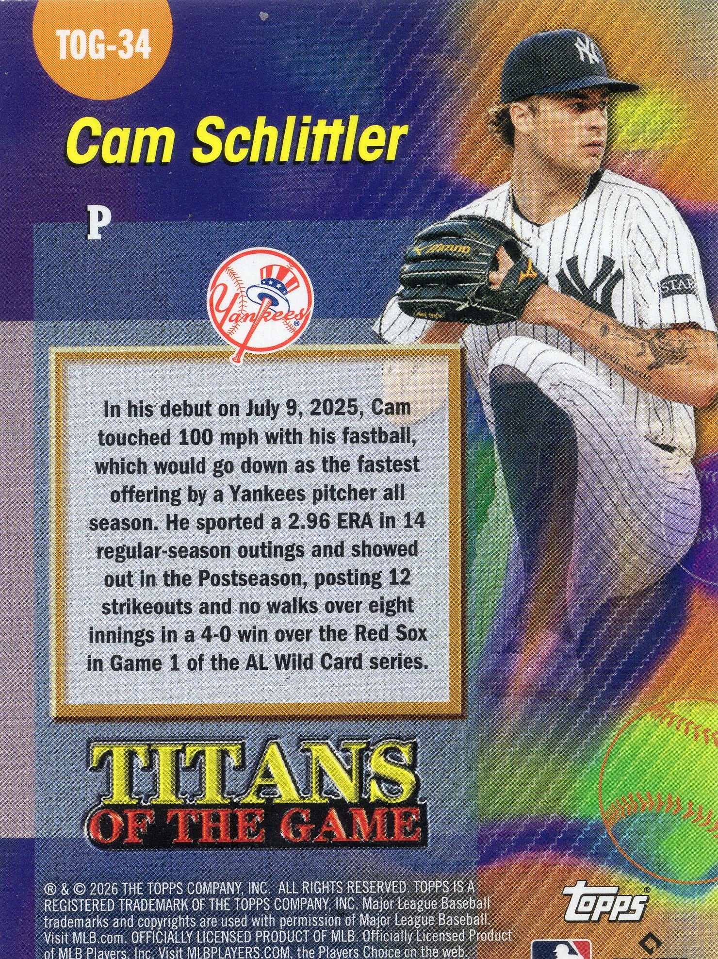 Cam Schlittler — Back