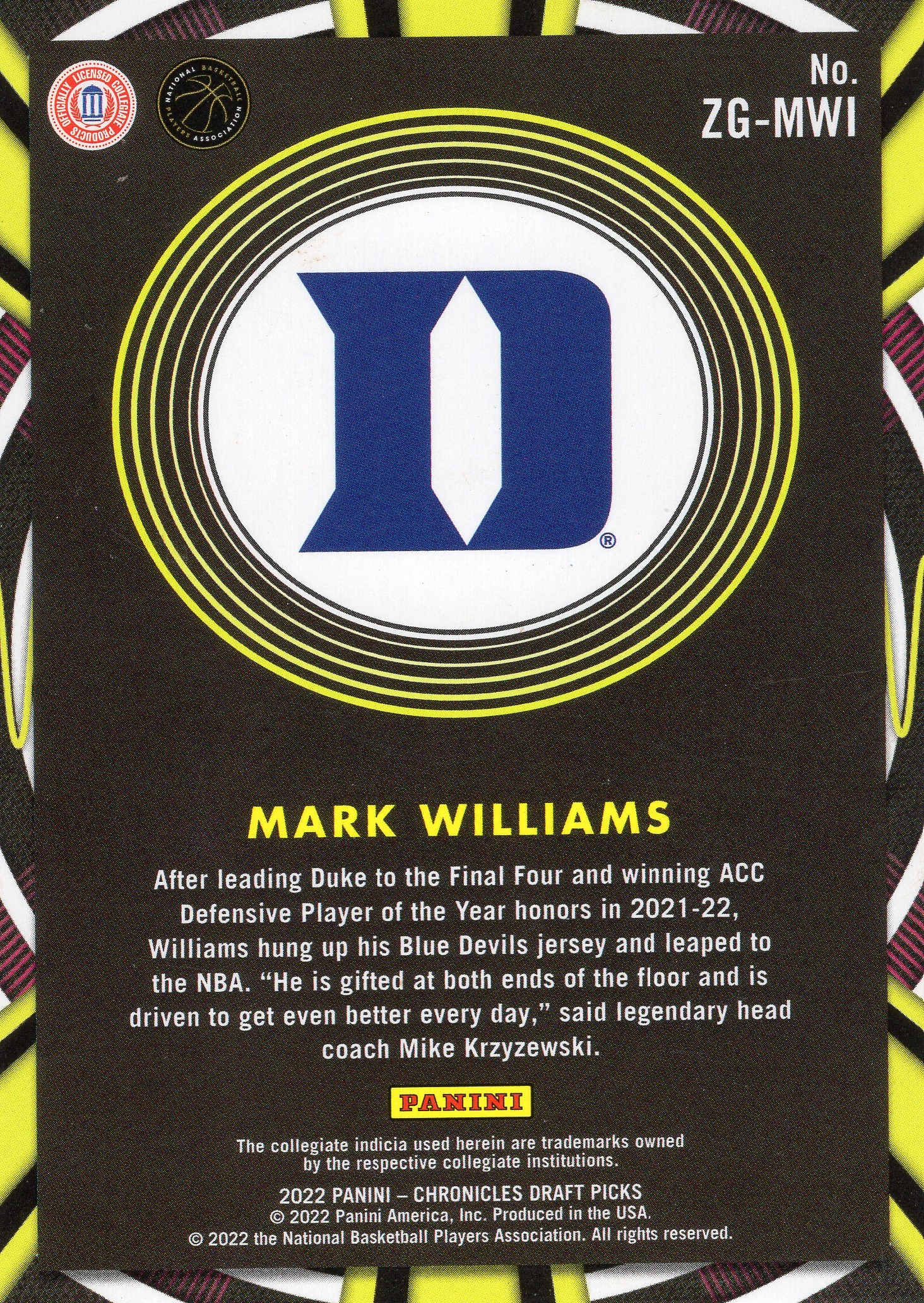 Mark Williams — Back