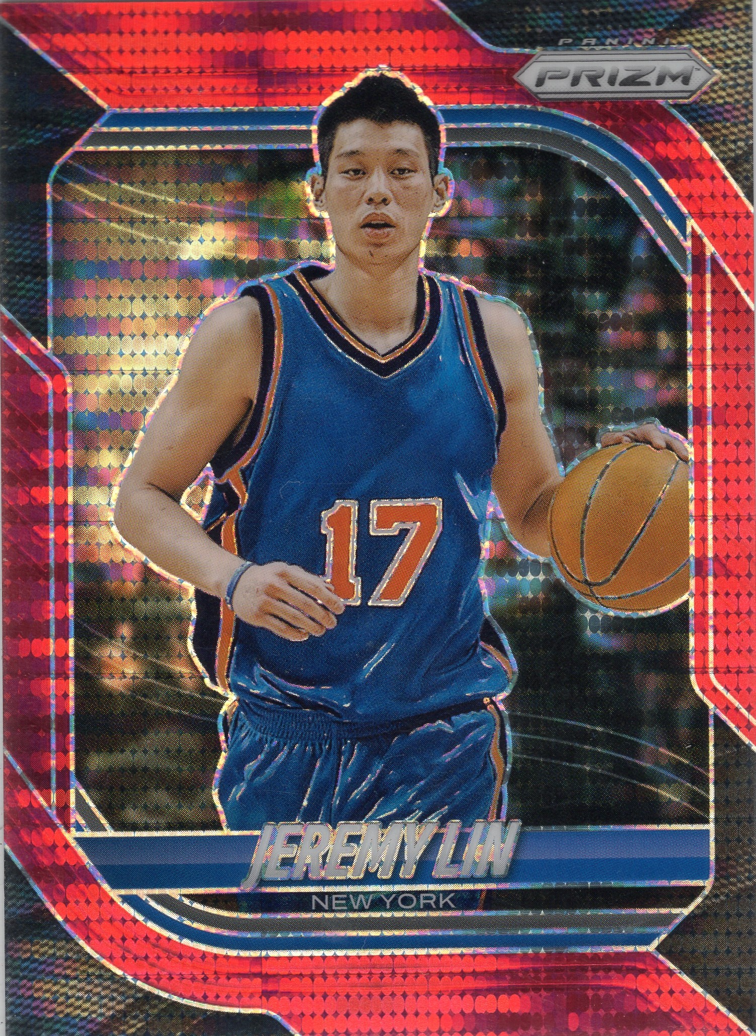 2025-26 Jeremy Lin Panini Prizm #149 Red patterned Prizm unconfirmed 277/299 — front scan