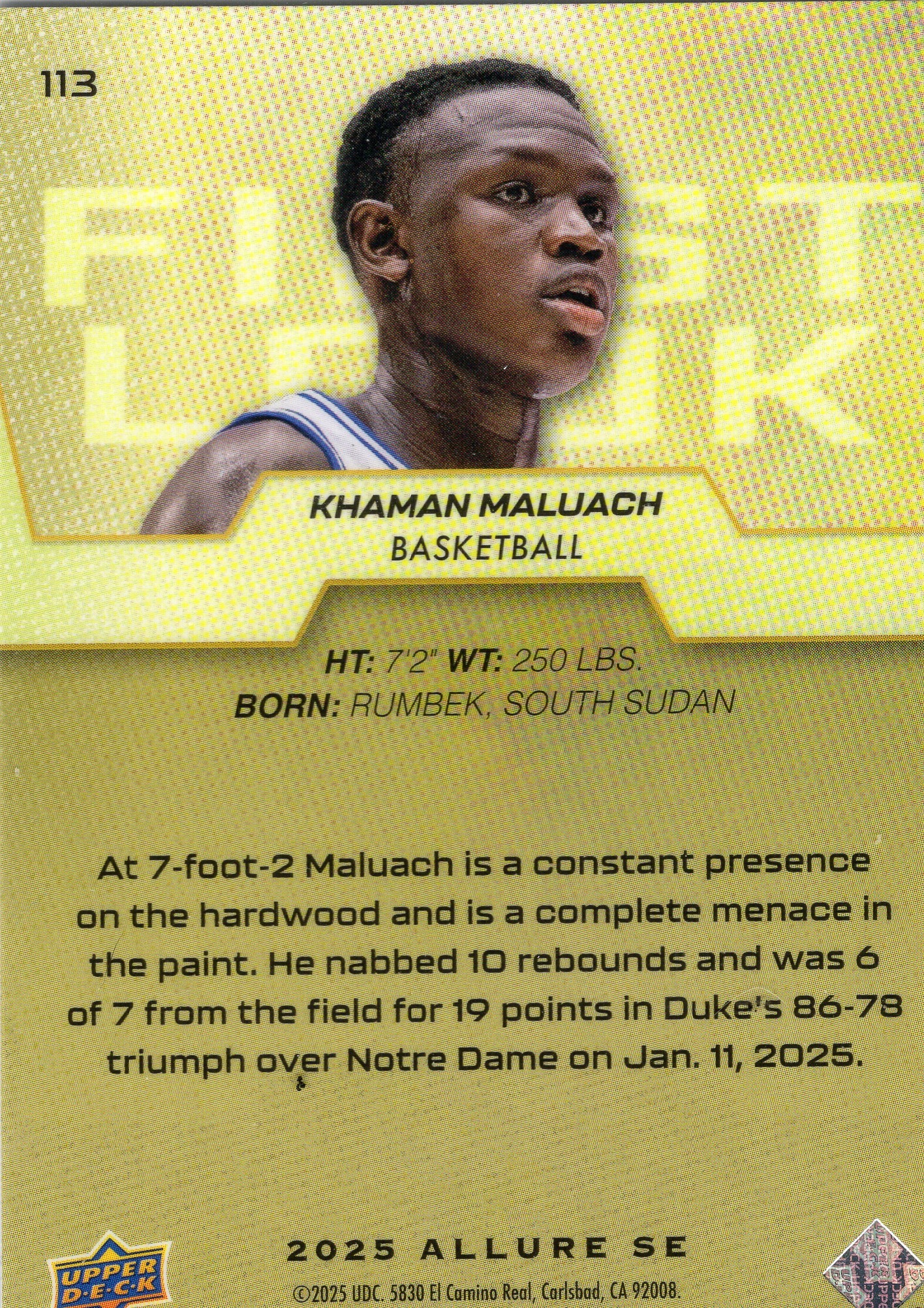 Khaman Maluach — Back