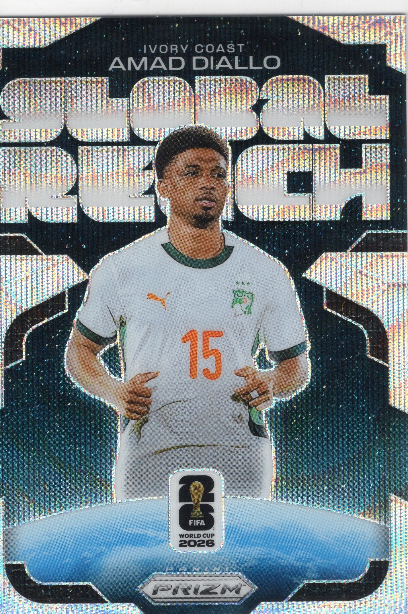 2026 Amad Diallo Panini Prizm FIFA World Cup #11 Silver patterned Prizm unconfirmed — front scan
