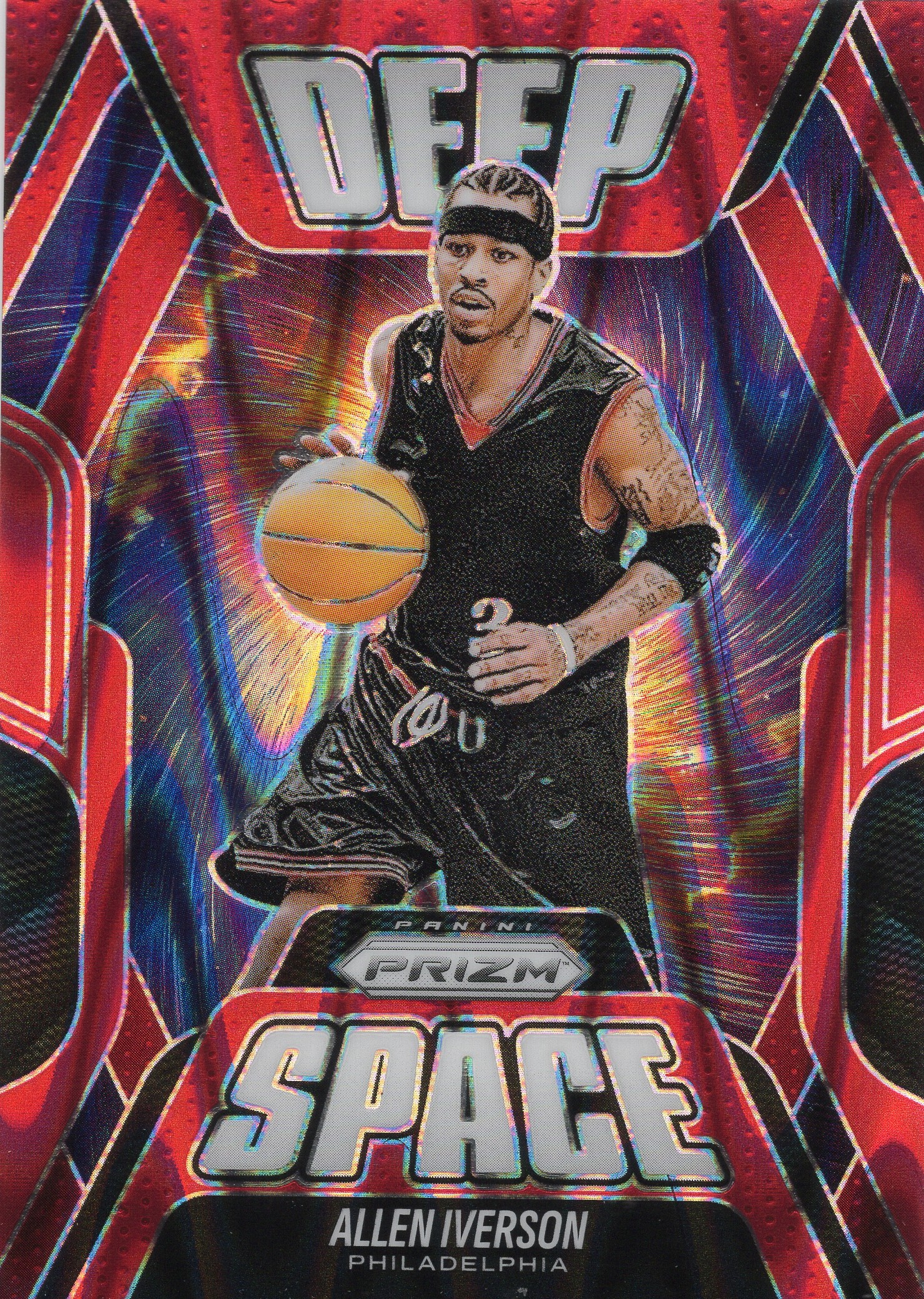2025-26 Allen Iverson Panini Prizm Basketball - Deep Space #15 Red Seismic 206/275 — front scan